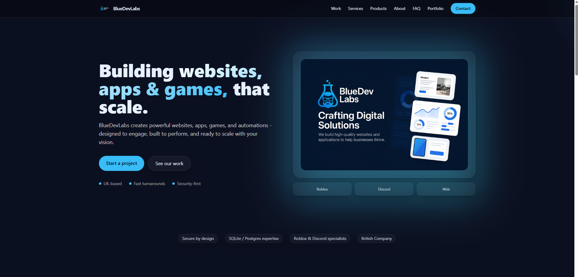 BlueDevLabs main marketing site